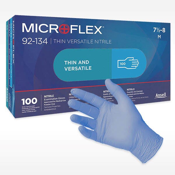 MICROFLEX® 92-134 Large Disposable Nitrile Gloves, Powder-Free, Blue, 100 Gloves/Box, 10 Boxes/Case