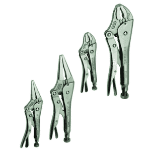 4 Piece - Curved & Straight Jaw Locking Plier Set