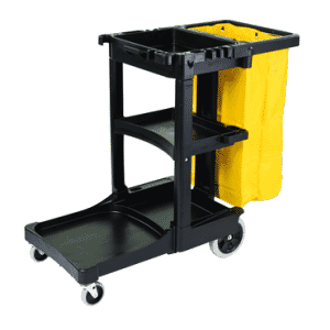 Cleaning Cart w/zipper Red yellow vinyl bag (20.8 gal capacity) Non-marking 8" wheels and 4" casters