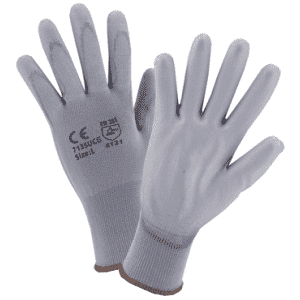 Gray 13 Gauge Polyester Shell With Gray Polyurethane Palm Gloves 2XL