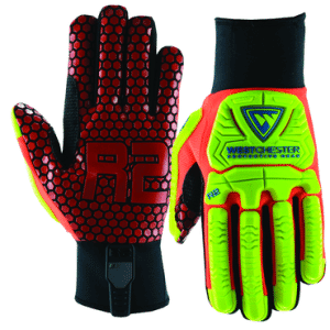 Synthetic Leather Double Palm Reinforced Red Silicone Palm Gloves X-Large