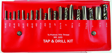 20 Pc. Tap and Drill Set #4-1/2" Taps/#44-27/64" Drill