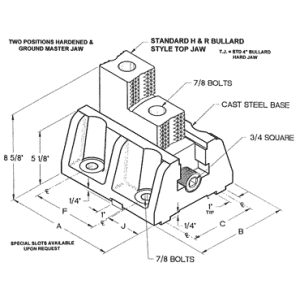 4 Pc. Boring Mill Jaws - #HR-BM-8-6-TJ For 8" Chucks