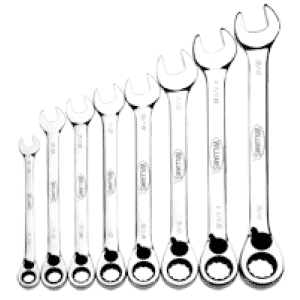 Snap-On/Williams Reverse Ratcheting Wrench Set -- 8 Pieces; 12PT Chrome Plated; Includes Sizes: 5/16; 3/8; 7/16; 1/2; 9/16; 5/8; 11/16; 3/4"; 5° Swing