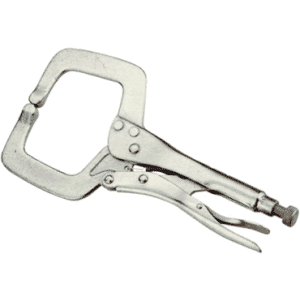 3-1/8" Capacity - 11" Long - Plain Grip - Locking Grip C-Clamp