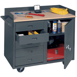 42 x 24 x 34" - 5-Drawer Mobile Service Bench with Door