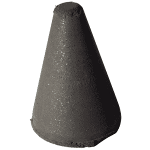 1-1/4 x 7/8 to 1/4 x 1/4'' - Tapered Resin Bonded Rubber Cone (Coarse Grit)