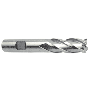12.5mm Dia. x 3-1/4 Overall Length 4-Flute Square End High Speed Steel SE End Mill-Round Shank-Non-Center Cut-Uncoated