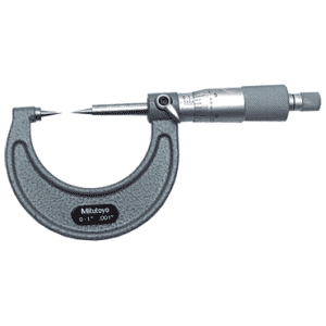 0 - 25mm Measuring Range - .01mm Graduation - Ratchet Thimble - High Speed Steel Face - Point Micrometer