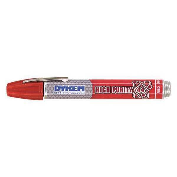 Dykem 44301 High Purity 44 Permanent Paint Marker – Medium Felt Tip, Red, 0-300°F, 45-60s Dry, Aluminum Barrel, GE/US Energy Specs
