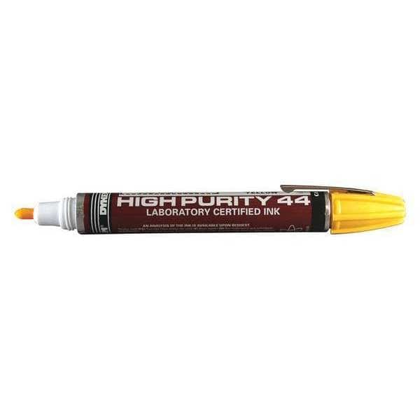 Dykem 44916 High Purity 44 Permanent Paint Marker – Medium Felt Tip, Yellow, 0-300°F, 45-60s Dry, Aluminum Barrel, GE/US Energy Specs