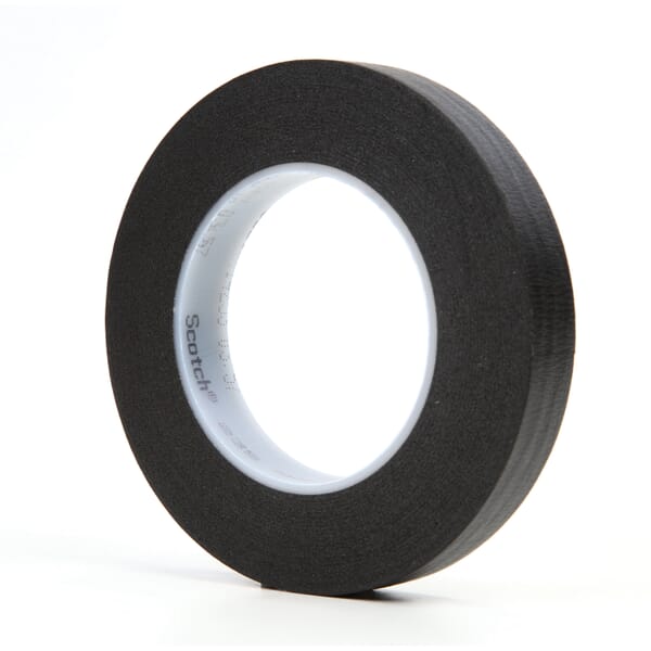 3M 7000048967 Photographic Tape, 60 yd L x 3/4 in W, 7 mil THK, Rubber Adhesive, Crepe Paper Backing, Black