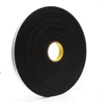 3M 7000047497 4508 Single Coated Tape, 33 m L x 114 mm W, 125 mil THK, Acrylic Adhesive, Vinyl Foam Backing, Black