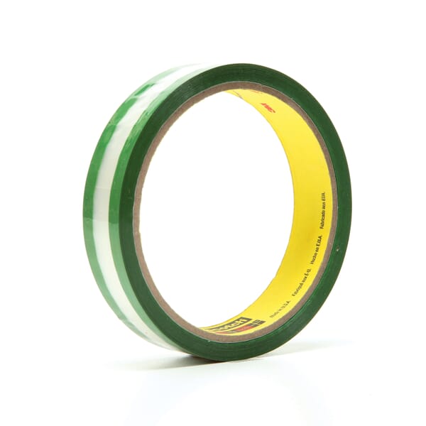 3M 7000047513 Transparent Film Riveters Tape, 36 yd L x 3/4 in W, 1.7 mil THK, Rubber Adhesive, Transparent Polyester Backing, Green