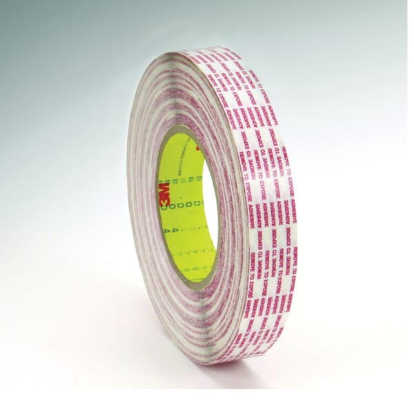 3M 7010374001 Extended Liner Double Coated Tape, 540 yd L x 2 in W, 6 mil THK, 760 Synthetic Rubber Adhesive, Polypropylene Film Backing, Translucent