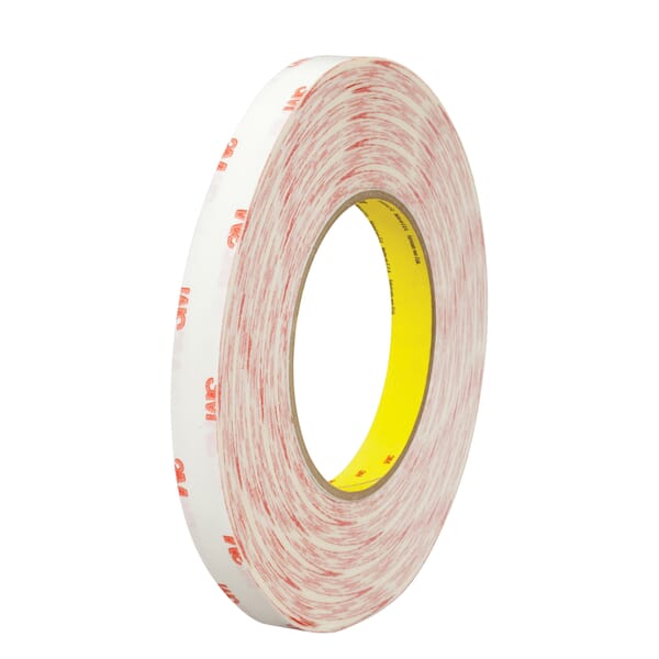 3M 7010312376 Double Coated Tape, 72 yd L x 1/2 in W, 5 mil THK, 340 High Tack Acrylic Adhesive, Tissue Paper Backing, Translucent