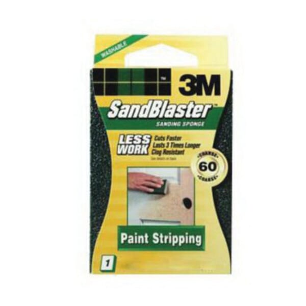 3M 7000047831 Sanding Sponge, 3-3/4 in OAL x 2-1/2 in OAW x 1 in THK Overall, 60 Grit, Coarse Grade