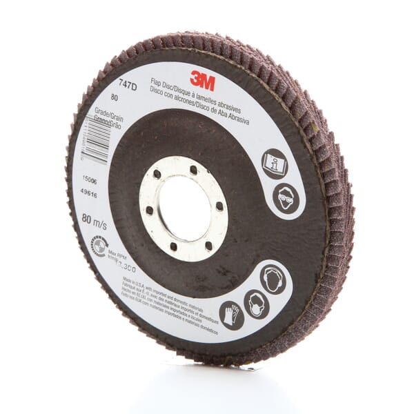 3M 7000028345 Type 27 Flap Disc, 4-1/2 in Dia Disc, 7/8 in Center Hole, 80 Grit, Medium Grade, Ceramic Abrasive, Type 27 Disc