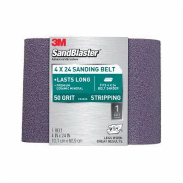 3M 7010336712 Sanding Belt, For Use With 3M Disc Sanders, Die Grinders and Cut-Off Wheels Tools, 80 Coarse Grit, 4 x 24 in
