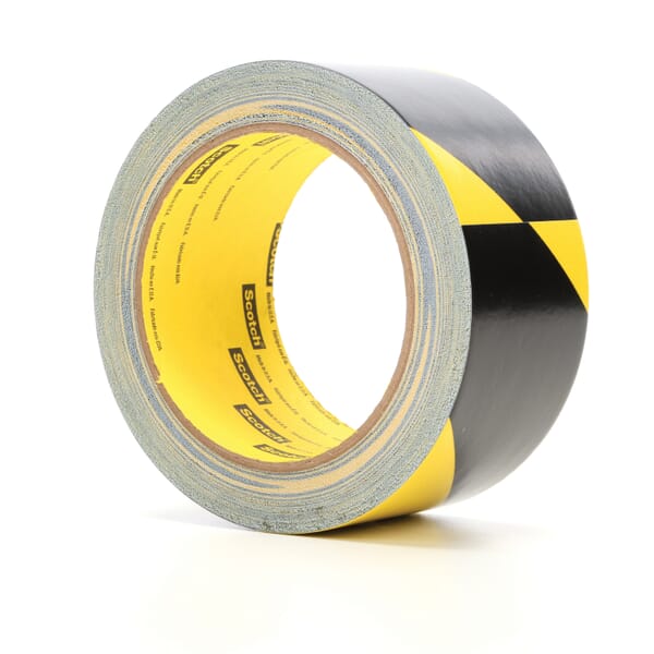 3M 7010335133 Tape, 36 yd L x 2 in W, Black/Yellow, Rubber Adhesive/Vinyl Backing