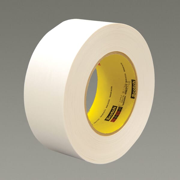 3M 7100028052 Single Coated Flatback Tape, 55 m L x 72 mm W, 7.5 mil THK, Repulpable Adhesive, Kraft Paper Backing, White