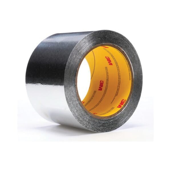 3M 7010337964 High Performance Single Coated Tape, 55 m L x 305 mm W, 4.6 mil THK, Paper Liner, Acrylic Adhesive, Aluminum Foil Backing, Silver