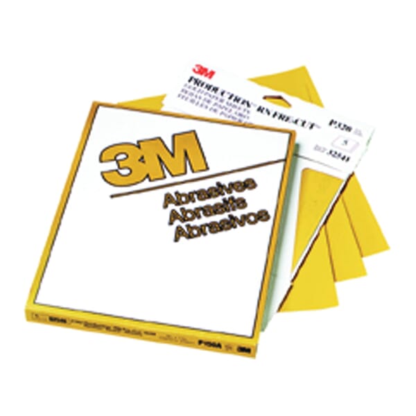 3M 7000118283 Abrasive Sheet, 11 in L x 9 in W, P220 Grit, Coarse Grade, Aluminum Oxide Abrasive, Paper Backing