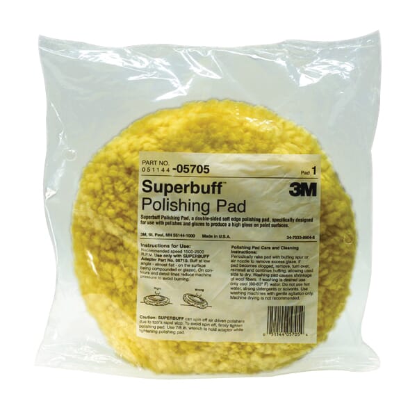 3M 7100015449 Double Sided Polishing Pad, 9 in Dia Overall, Screw-On Attachment, Wool Pad