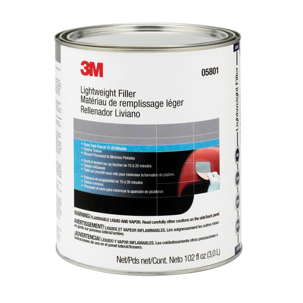 3M 7000045748 Lightweight Body Filler, 1 gal Container Can Container, Gray/Red, Paste Form