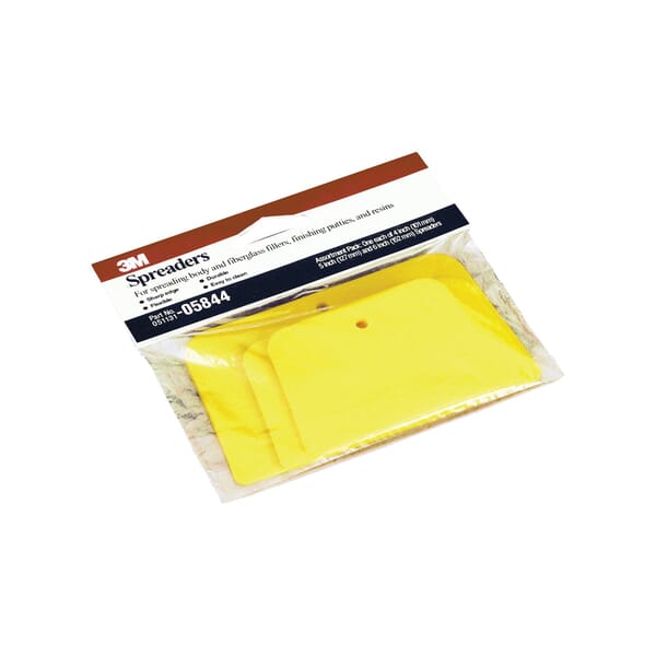 3M 7100143457 Spreader, 4 in, 5 in, 6 in W, For Use With Fiberglass Fillers, Finishing Putties, Resins and Spreading Body, Plastic, Yellow