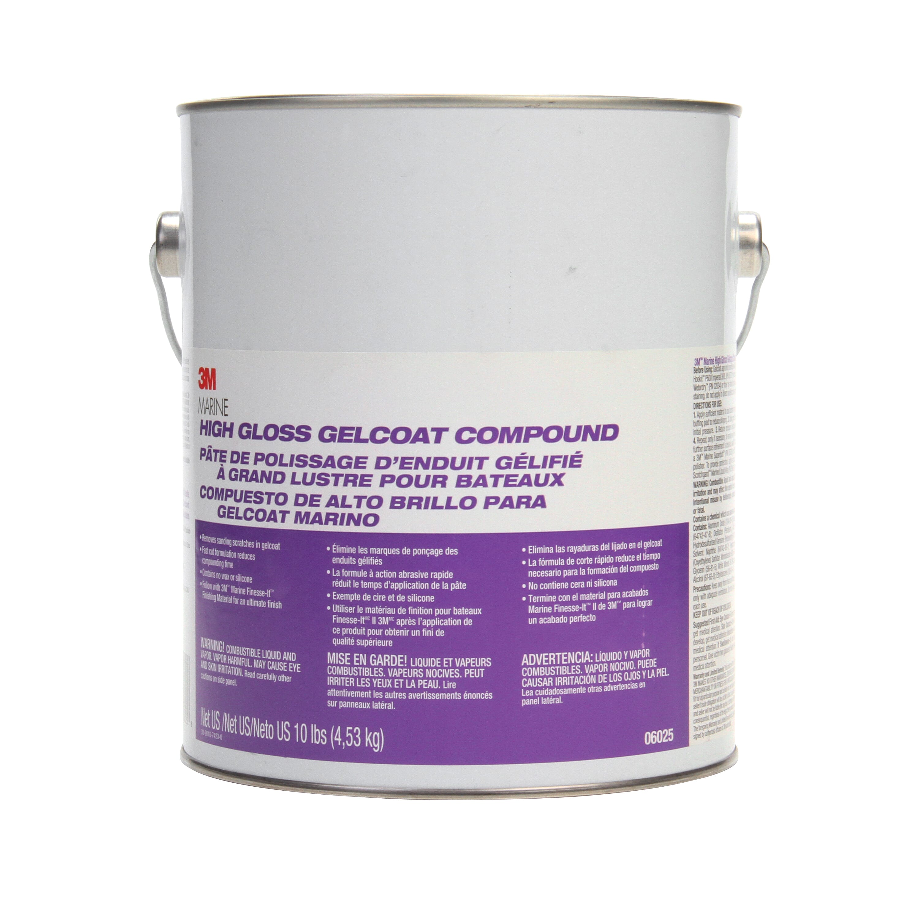 3M 7000044932 Gelcoat Compound, 1 gal Container, Liquid Form