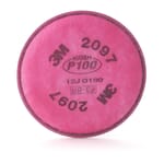 3M 051131-07184 Particulate Filter, For Use With 3M 5000 Series Reusable Respirators, 6000 Series Cartridges with 502 Adapters, 6000, 7000 and FF-400 Series Respirators, P100 Filter Class, 0.9997 Filter Efficiency, Bayonet Connection, Magenta