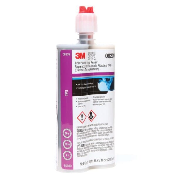 3M 7010308779 TPO Plastic Part Repair, 200 mL Container Cartridge Container, White Part A/Black Part B, 1 hr Curing