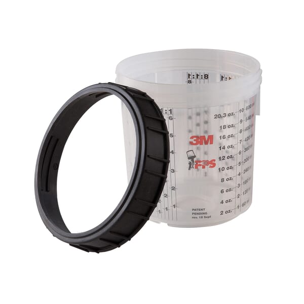 3M 7100003286 Standard Cup and Collar, 650 mL Container, For Use With 3M Paint Preparation System