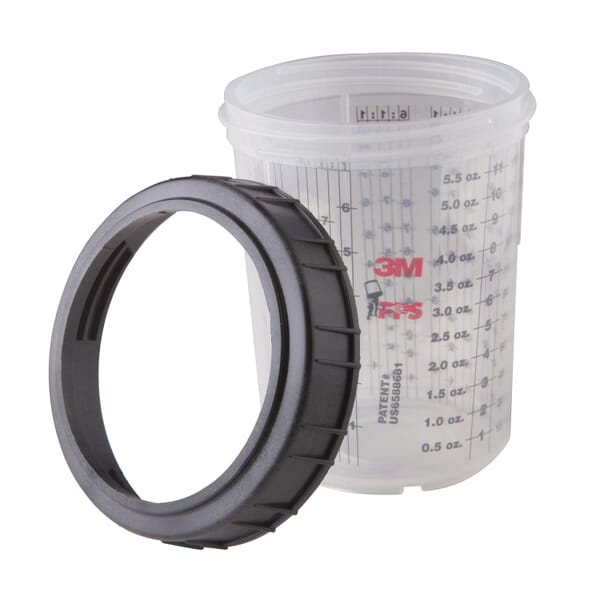 3M 7000028417 Mini Cup and Collar, 6 fl-oz Container, For Use With 3M Paint Preparation System