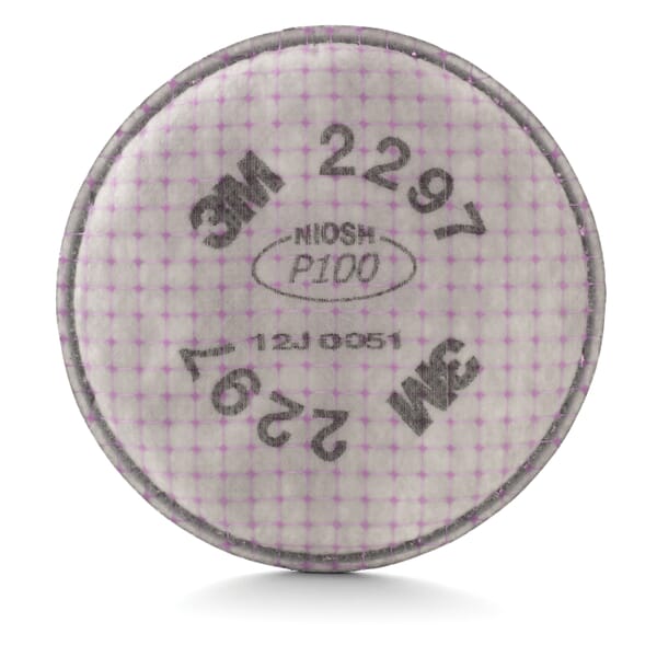 3M 5113117172 Particulate Filter, For Use With 3M 5000 and 6000 Series Reusable Respirators, P100 Filter Class, 0.9997 Filter Efficiency, Bayonet Connection, Magenta/Gray, Resists: Non-Oil Based Particulates and Nuisance Organic Vapors