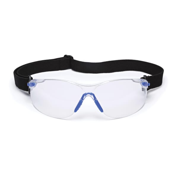 3M 5113127189 1000 Premium Safety Glasses, Scotchgard Anti-Fog, Clear Lens, Half-Frame Frame, Blue/Black, Polycarbonate Frame, ANSI Z87.1-2015, CSA Z94.6