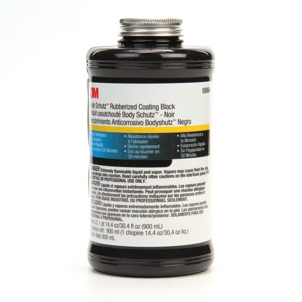 3M 7100070546 Rubberized Coating, 32 oz Container, Liquid Form, Black, 24 hr Curing