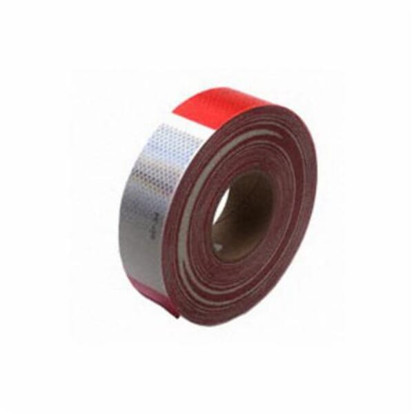 Diamond Grade 7000030833 Conspicuity Marking, 150 ft L x 2 in W x 0.014 to 0.018 in THK, Red/White