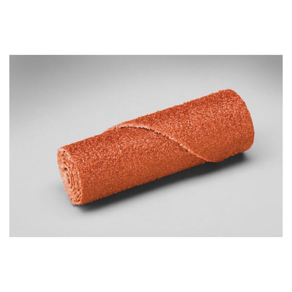 3M 7010309040 Coated Regular Straight Cartridge Roll, 1/2 in Dia x 1-1/2 in OAL, 1/8 in Dia Pilot Hole, P120 Grit, Ceramic Abrasive
