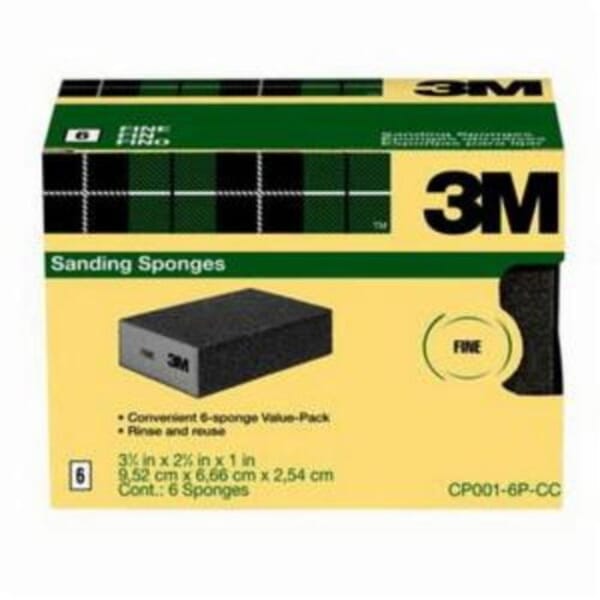 3M 5114132150 All-Purpose Sanding Sponge, 3-3/4 in OAL x 2-5/8 in OAW x 1 in THK Overall, Fine Grade