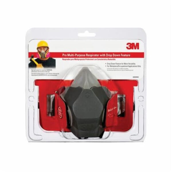 3M 7010377307 Dual Cartridge Multi-Purpose Drop Down Respirator, Universal, Resists: Solid and Liquid Aerosols