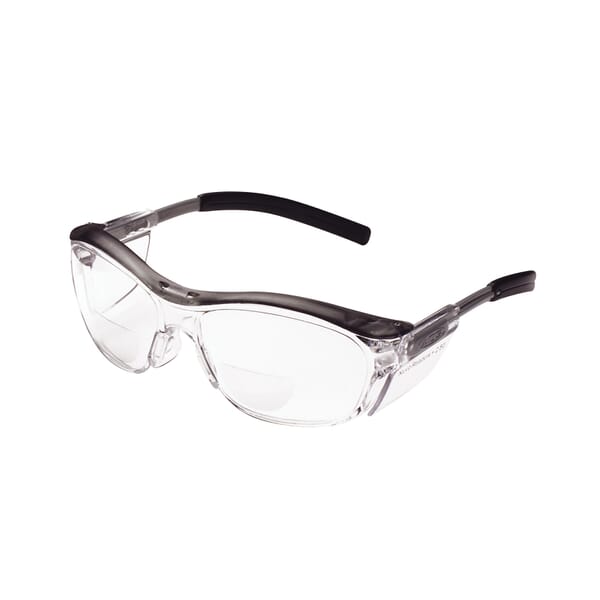 3M Nuvo Bi-Focal Lens Lightweight Reader Protective Eyewear, Clear Lens, Gray, Plastic Frame, Polycarbonate Lens, 99.9 % UV Protection, ANSI Z87.1-2015, CSA Z94.3-2007