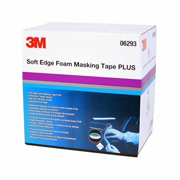 3M 7000000527 06293 Soft Edge Tape, 53.58 yd L 0.82677 in W, Rubber Adhesive, Paper Backing