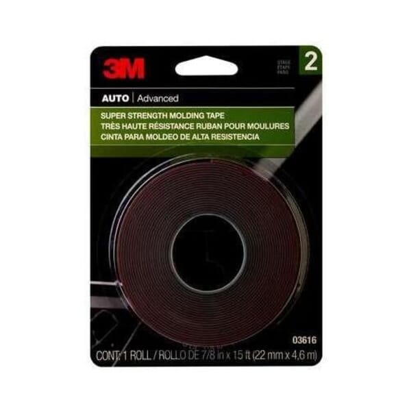 3M 7000000532 03616 Super Strength Tape, 15 ft L 0.875 in W, 1.54 mm THK, Acrylic Adhesive, Foam Backing, Black