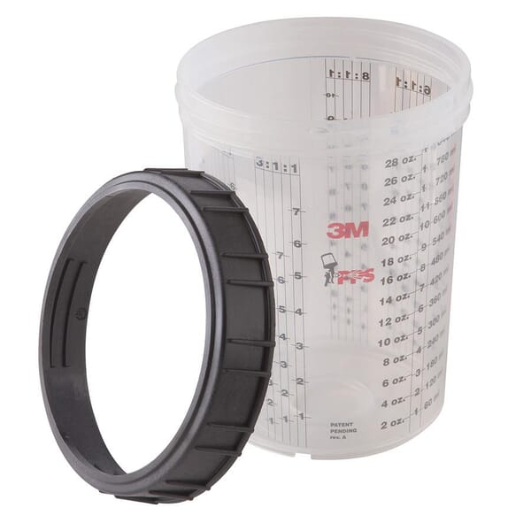 3M 7000000642 Large Cup and Collar, 850 mL Container, For Use With 3M Paint Preparation System