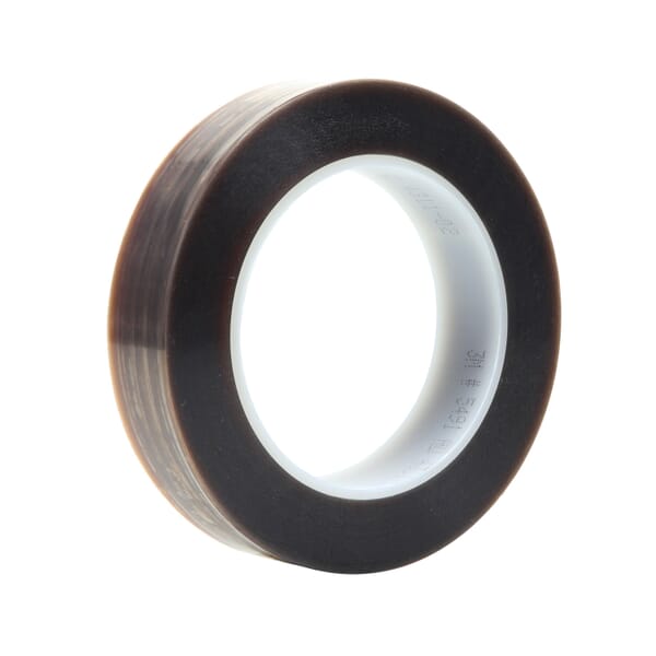 3M 7000001582 5491 Film Tape, 36 yd L 1 in W, 6.7 mil THK, Silicone Adhesive, Extruded PTFE Backing, Brown