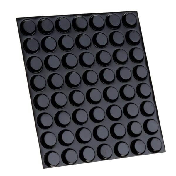 3M 7000001884 Self-Adhesive Bumper, Cylindrical Flat Top Shape, Black, Polyurethane Foam/Rubber, 1/2 in W