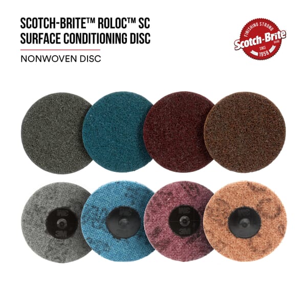 3M 7000045887 SC SE Durable Non-Woven Surface Conditioning Disc, 1-1/2 in Dia Disc, Coarse Grade, Aluminum Oxide Abrasive, Type TR Attachment