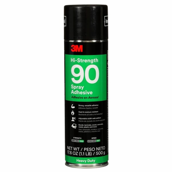 3M 7000023924 90 Hi-Strength Spray Adhesive, 24 fl-oz, Transparent